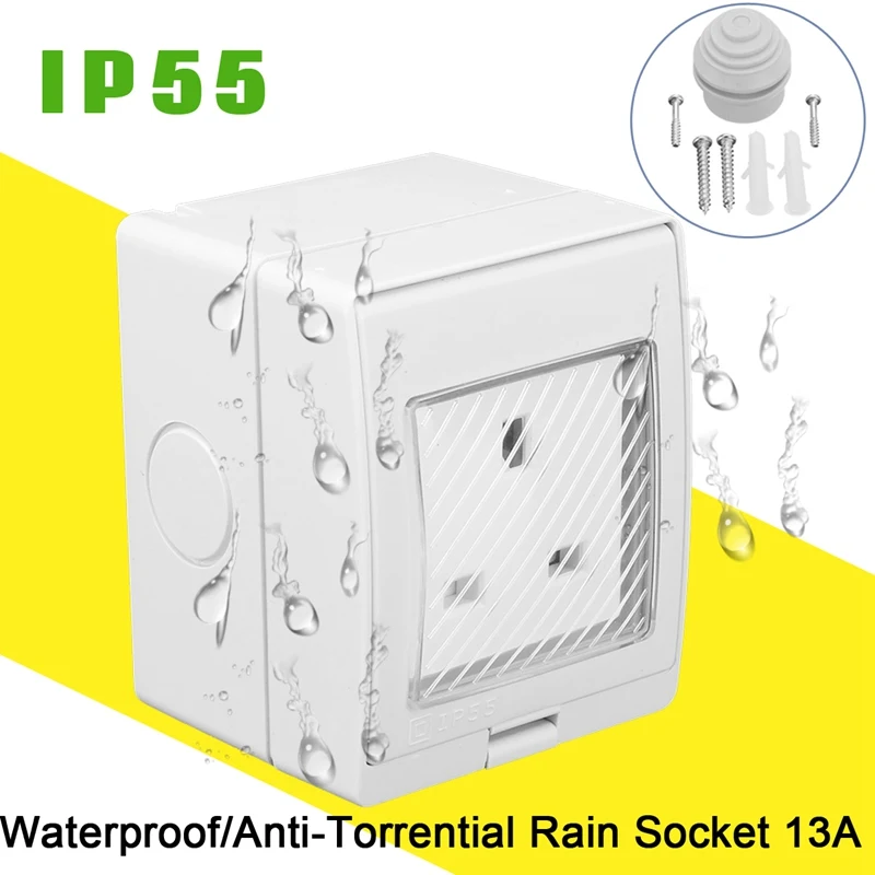 Kinco 1Pcs White 250V 13A Weatherproof Socket Switched ABS UK Socket IP55 Rated Single Gang Waterproof Electrical Socket
Kinco 1Pcs White 250V 13A Weatherproof Socket Switched ABS UK Socket IP55 Rated Single Gang Waterproof Electrical Socket