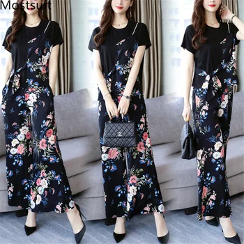 Summer Black Printed Two Piece Sets Outfits Women Plus Size Fake Two Pieces Bow T-shirts And Wide Leg Pants Elegant Office Suits
Summer Black Printed Two Piece Sets Outfits Women Plus Size Fake Two Pieces Bow T-shirts And Wide Leg Pants Elegant Office Suits