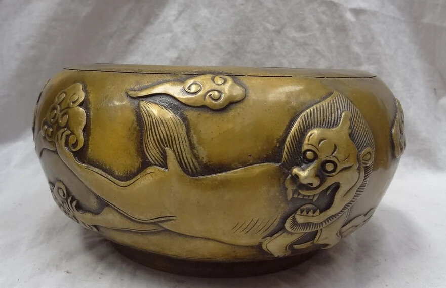 S5171 10" Folk Chinese Bronze Palace PiXiu Lion Head Statue Jar Incense Burner Censer D0318
S5171 10" Folk Chinese Bronze Palace PiXiu Lion Head Statue Jar Incense Burner Censer D0318