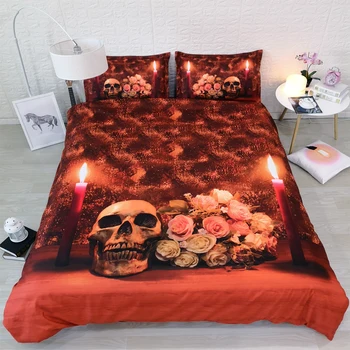 JF-223 Unique Bedroom Set Skull candle light and roses print 4pcs bedding set
JF-223 Unique Bedroom Set Skull candle light and roses print 4pcs bedding set
