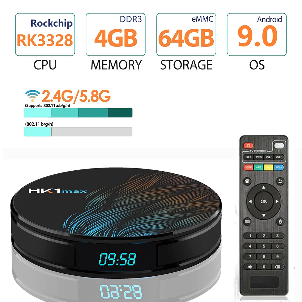 Smart TV BOX Android 9.0 RK3328 4GB RAM 32G/64GB TV receiver 4K Wifi Media player Play Store Google Assistant Fast Set top Box
Smart TV BOX Android 9.0 RK3328 4GB RAM 32G/64GB TV receiver 4K Wifi Media player Play Store Google Assistant Fast Set top Box