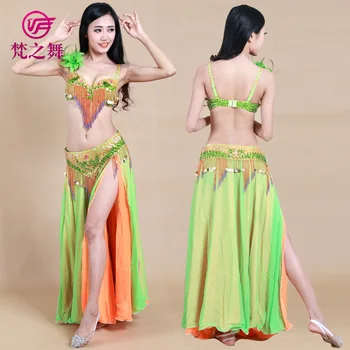 

New dance Performance Women Dancewear Belly Dance Costume 3 Pics Full Set Bra&Belt&Skirt S/M/L GT-1032#