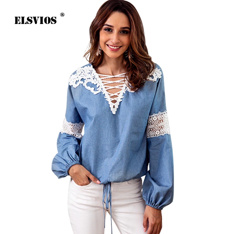 ELSVIOS 2018 Autumn Women Crochet Blusas Hollow out Lace up Blouse Lantern Long Sleeve Blouses Ladies Casual Shirts Female Tops
ELSVIOS 2018 Autumn Women Crochet Blusas Hollow out Lace up Blouse Lantern Long Sleeve Blouses Ladies Casual Shirts Female Tops