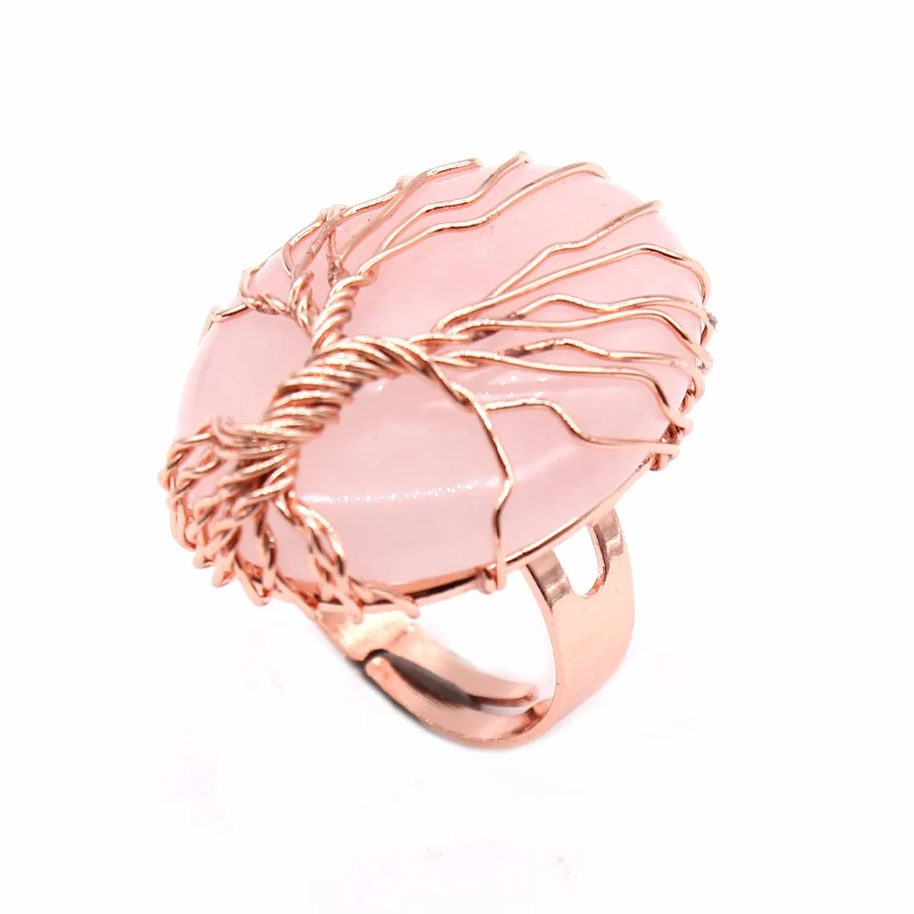 FYJS Unique Jewelry Rose Gold Color Wire Wrap Tree of Life Oval Rose Pink Quartz Resizable Engagement Ring
FYJS Unique Jewelry Rose Gold Color Wire Wrap Tree of Life Oval Rose Pink Quartz Resizable Engagement Ring