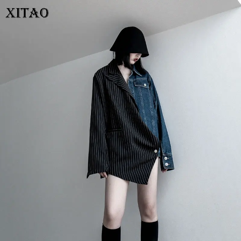 XITAO Tide Patchwork Stripped Denim Jacket Women Clothes 2019 Turn Down Collar Single Breasted Irregular Coat Top New WQR1294
XITAO Tide Patchwork Stripped Denim Jacket Women Clothes 2019 Turn Down Collar Single Breasted Irregular Coat Top New WQR1294