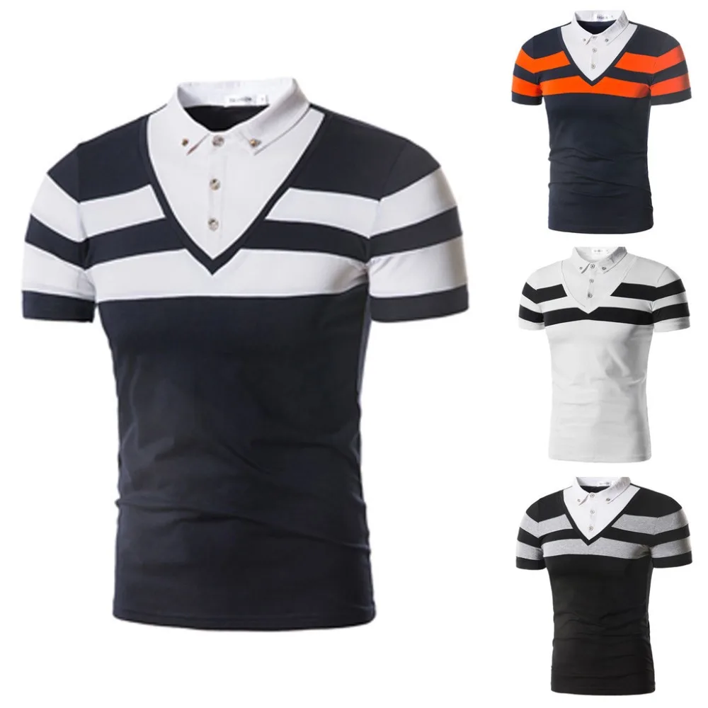 Spring Summer Man's Polo Top Turn-down Collar Blouse Fashion Mens Short sleeve Stripe Button O-Neck Shirt Top Blouse
Spring Summer Man's Polo Top Turn-down Collar Blouse Fashion Mens Short sleeve Stripe Button O-Neck Shirt Top Blouse