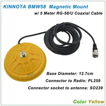 KINNUOTA BMW58 Color Yellow MAGNETIC MOUNT SO239 with 5 Meter RG-58/U Coaxial Cable PL259
KINNUOTA BMW58 Color Yellow MAGNETIC MOUNT SO239 with 5 Meter RG-58/U Coaxial Cable PL259