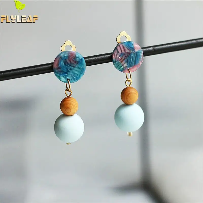 Flyleaf 925 Sterling Silver Colorful Resin Long Earrings For Women Wooden Beads Dangle Drop Earings Fashion Jewelry High Quality
Flyleaf 925 Sterling Silver Colorful Resin Long Earrings For Women Wooden Beads Dangle Drop Earings Fashion Jewelry High Quality