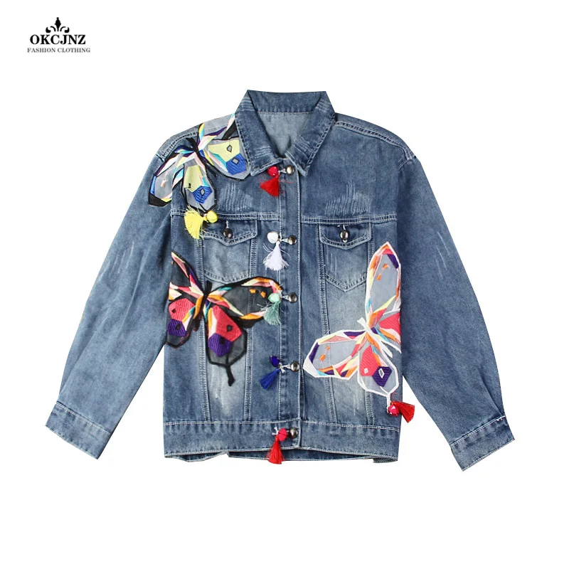 2019 New Women Spring Plus Size Denim Jackets Turn-down Appliques Butterfly Tassel Loose Jeans Coats Girls Casual Outwear OK35X
2019 New Women Spring Plus Size Denim Jackets Turn-down Appliques Butterfly Tassel Loose Jeans Coats Girls Casual Outwear OK35X