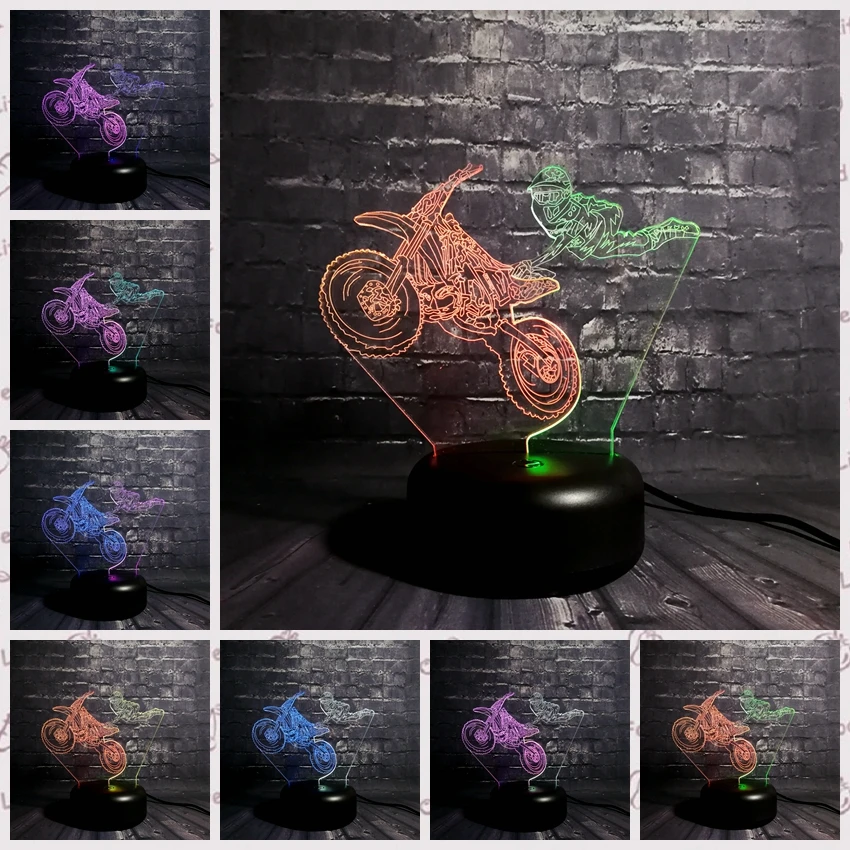 New 3D Lamp Circus Motorcycle Acrobatic Show Mixed Color Multicolor Led Night Light Toy Table Touch Lampara Creative Birthday
New 3D Lamp Circus Motorcycle Acrobatic Show Mixed Color Multicolor Led Night Light Toy Table Touch Lampara Creative Birthday