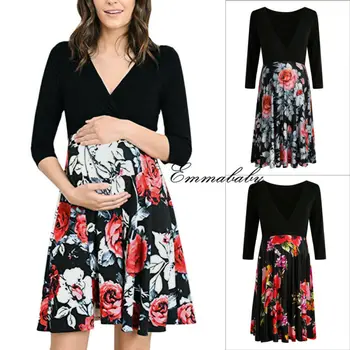 Pregnant Women Maternity Dress Summer Short Sleeve V Neck Floral Print Sundress Nursing Breastfeeding Dress
Pregnant Women Maternity Dress Summer Short Sleeve V Neck Floral Print Sundress Nursing Breastfeeding Dress