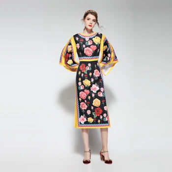 Custom Plus Size Dress 2018 Autumn New Arrival A-Line O-Neck Full S Flare Sleeve Rose Print Elegant Mid-Calf Dress Women
Custom Plus Size Dress 2018 Autumn New Arrival A-Line O-Neck Full S Flare Sleeve Rose Print Elegant Mid-Calf Dress Women