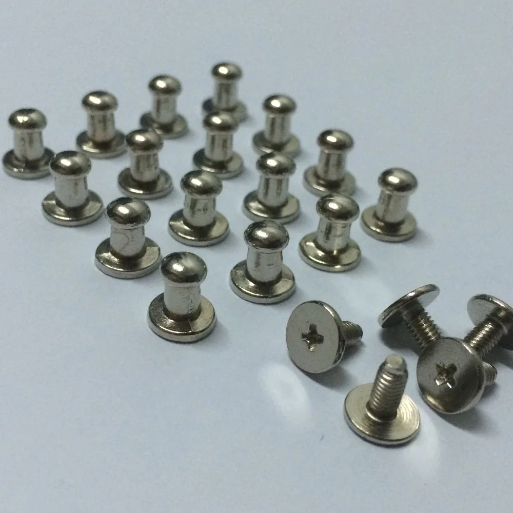 

New 100Pcs 8X5X8MM Silver Round Bottom Screw Spikes Metal Studs Rivets Screwback Spots Cone Leather Craft Spikes Fit DIY Making