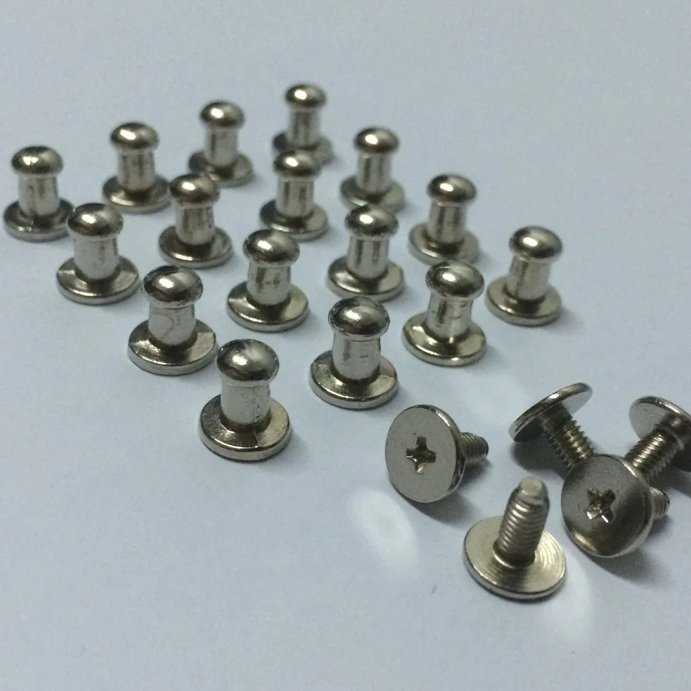 

New 100Pcs 8X8MM Silver Round Bottom Screw Spikes Metal Studs Rivets Screwback Spots Cone Leather Craft Spikes Fit DIY Making