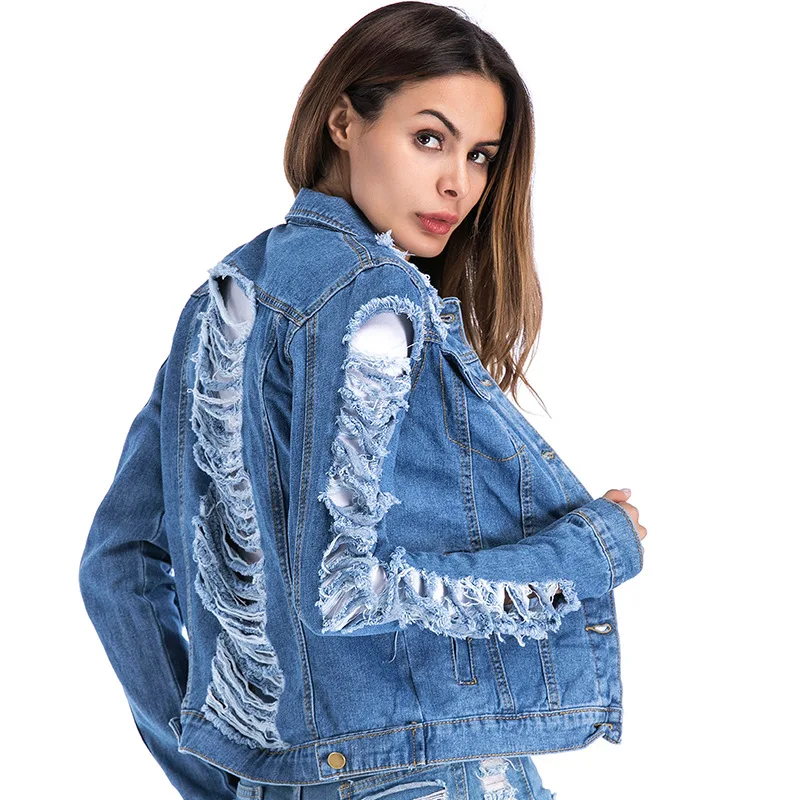 2019 Large Size Blue Jeans Jackets Female Hole Ripped Denim Jacket Woman Long Sleeve Fall Spring Denim Coats Ladies Clothing 5xl
2019 Large Size Blue Jeans Jackets Female Hole Ripped Denim Jacket Woman Long Sleeve Fall Spring Denim Coats Ladies Clothing 5xl