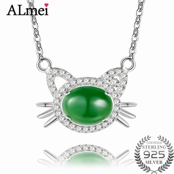 Almei Lovely Cat Design Necklace Brilliant 2ct Green Jasper Rhinestone Animal Pet Charm Silver 925 Jewelry with Box 40% FN056
Almei Lovely Cat Design Necklace Brilliant 2ct Green Jasper Rhinestone Animal Pet Charm Silver 925 Jewelry with Box 40% FN056