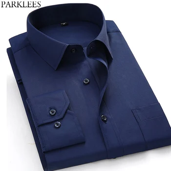 Classic Solid Work Shirt Men Business Casual Slim Fit Male Navy Blue Button Down Dress Shirts Brand Long Sleeve Camisa Masculina
Classic Solid Work Shirt Men Business Casual Slim Fit Male Navy Blue Button Down Dress Shirts Brand Long Sleeve Camisa Masculina