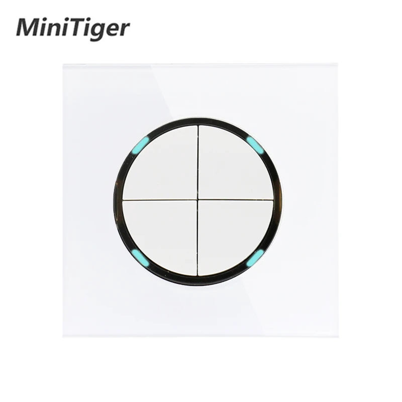 Minitiger 2019 New Arrival Crystal Glass Panel 4 Gang 1 Way Random Click On / Off Wall Light Switch With LED Indicator
Minitiger 2019 New Arrival Crystal Glass Panel 4 Gang 1 Way Random Click On / Off Wall Light Switch With LED Indicator