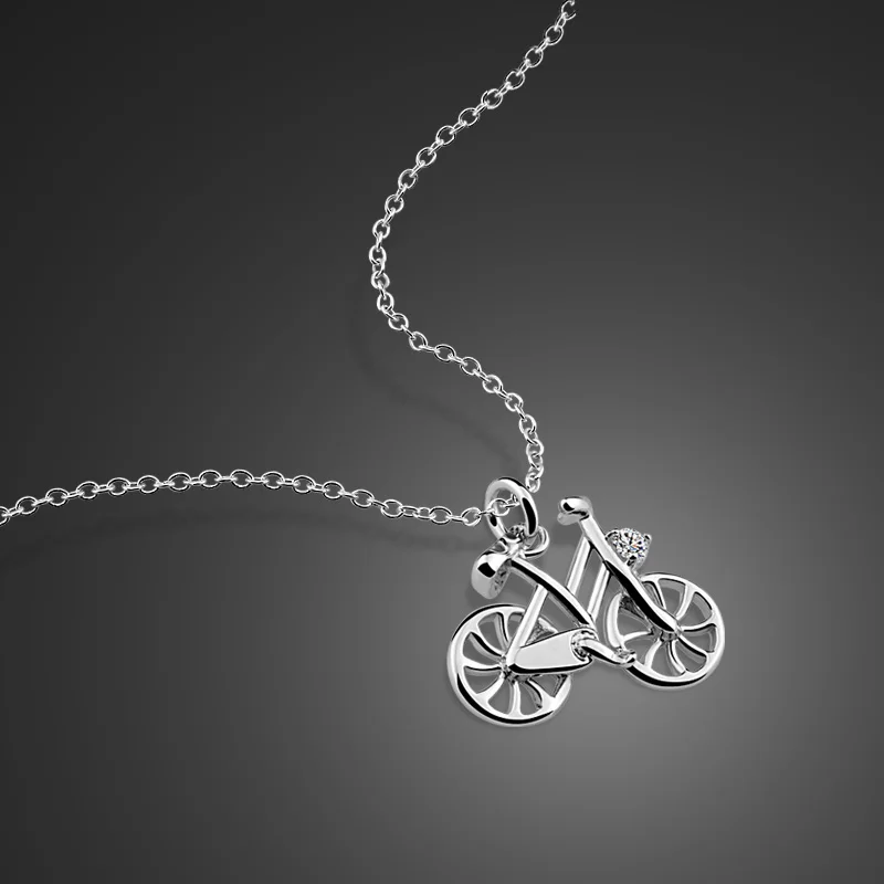 New 925 sterling silver necklace female creative bicycle pendant design solid silver necklace real silver does not fade bijoux 
New 925 sterling silver necklace female creative bicycle pendant design solid silver necklace real silver does not fade bijoux