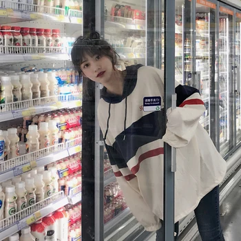 Autumn winter fashion BF wind Sweatshirt casual simple striped loose long-sleeved hooded Medium and long section pullover Female
Autumn winter fashion BF wind Sweatshirt casual simple striped loose long-sleeved hooded Medium and long section pullover Female