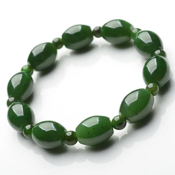 Hetian Jade Road Tong bracelet natural spinach Green jasper transshipment beads handmade beaded bracelet men and women
Hetian Jade Road Tong bracelet natural spinach Green jasper transshipment beads handmade beaded bracelet men and women