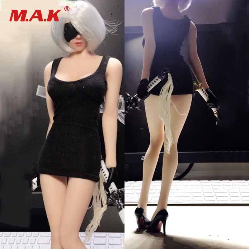 

Customs Female Clothes 1/6 Black Dress Braces Short Skirt Dress Clothes For 12" HT PH Kumik Doll Model