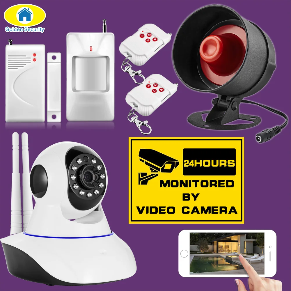 Golden Security Siren Loud Alarm System 720P HD Wireless IP Camera Night Vision Audio Network CCTV Indoor Alarm System Camera
Golden Security Siren Loud Alarm System 720P HD Wireless IP Camera Night Vision Audio Network CCTV Indoor Alarm System Camera