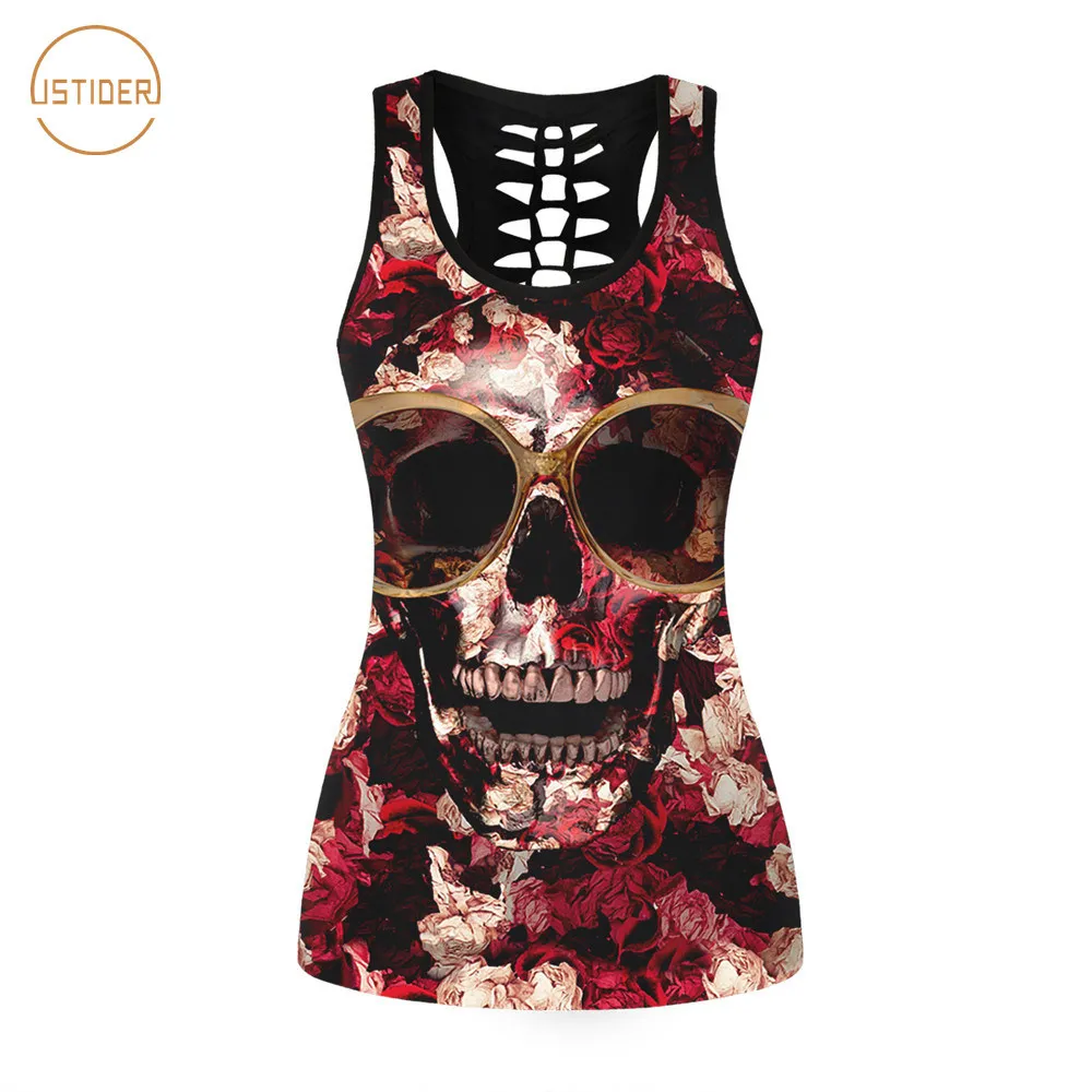 ISTider Classic Design Sexy Top Rose Glasses Skull Printing Tank Top Women Summer Hollow Out Sleeveless Tee Vest Fitness Women
ISTider Classic Design Sexy Top Rose Glasses Skull Printing Tank Top Women Summer Hollow Out Sleeveless Tee Vest Fitness Women