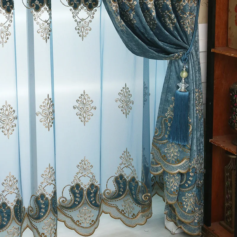 Luxury Curtains Tulle for Living Room European Blue Chenille Embroidery Velvet Curtains Tulle Bedroom Decorate Panel Window
Luxury Curtains Tulle for Living Room European Blue Chenille Embroidery Velvet Curtains Tulle Bedroom Decorate Panel Window