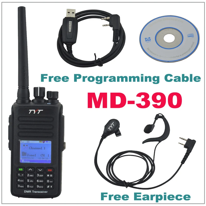 TYT Tytera MD-390 VHF 136-174MHz DMR Digital Two-way Radio IP67 Waterproof Transceiver w/Free Programming cable&Earpiece
TYT Tytera MD-390 VHF 136-174MHz DMR Digital Two-way Radio IP67 Waterproof Transceiver w/Free Programming cable&Earpiece