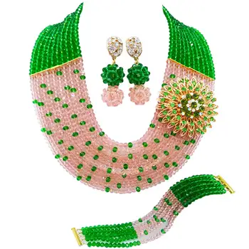 Green Peach Crystal African Wedding Beads Nigerian Beaded Necklace Jewelry Set Bridal Party Jewelry Sets for Women 10C-SZ29
Green Peach Crystal African Wedding Beads Nigerian Beaded Necklace Jewelry Set Bridal Party Jewelry Sets for Women 10C-SZ29