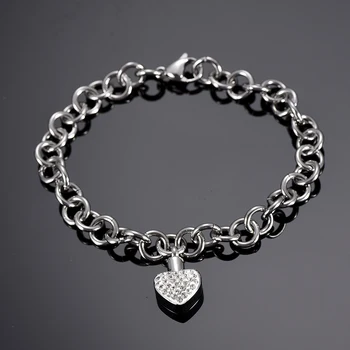 IJB5105 Cremation Jewelry Bracelet for Ashes Stainless Steel Lobster Clasp Link Chain Bracelets with Crystal Heart Urn Pendant
IJB5105 Cremation Jewelry Bracelet for Ashes Stainless Steel Lobster Clasp Link Chain Bracelets with Crystal Heart Urn Pendant