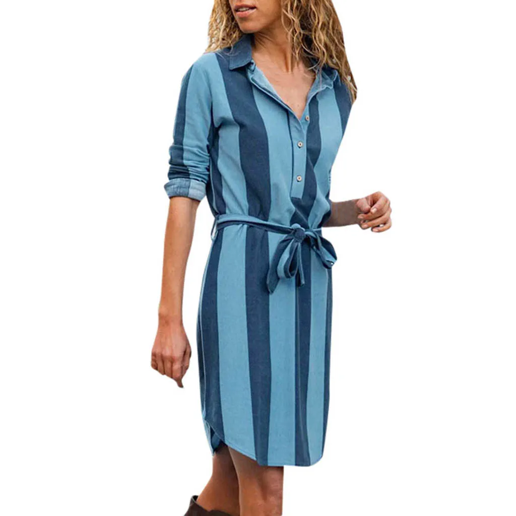 2019 New Spring Shirt Dress Striped Long Roll-up Sleeve Button Down Office Work Casual With Belt Dress Elegant Vintage Dames Jur
2019 New Spring Shirt Dress Striped Long Roll-up Sleeve Button Down Office Work Casual With Belt Dress Elegant Vintage Dames Jur