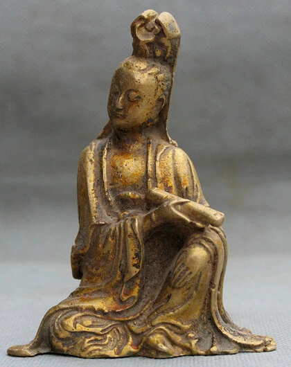 133@g++4" Old Chinese Buddhism Bronze Gild Seat Kwan-yin Guan Yin Goddess Statue
133@g++4" Old Chinese Buddhism Bronze Gild Seat Kwan-yin Guan Yin Goddess Statue
