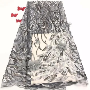 African Lace Fabric 2019 High Quality Lace Luxury Fabric French Nigerian Beads Lace Fabric 3d Embroidery Wedding Lace Grey(FJ-3 
African Lace Fabric 2019 High Quality Lace Luxury Fabric French Nigerian Beads Lace Fabric 3d Embroidery Wedding Lace Grey(FJ-3