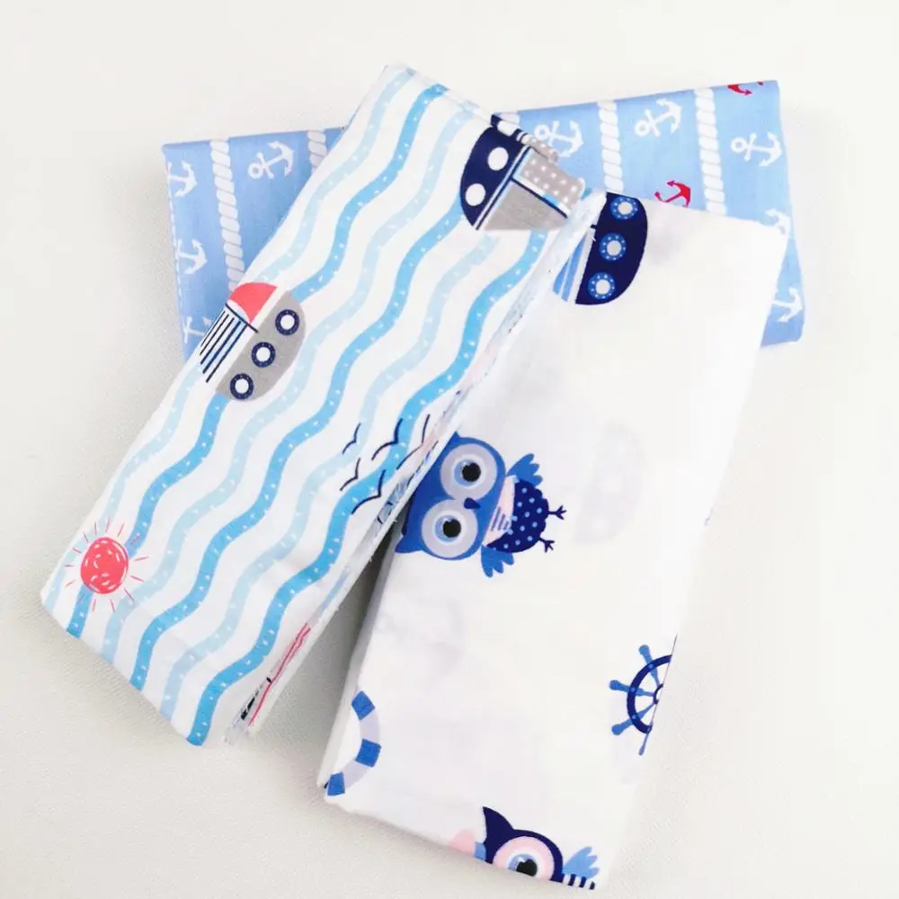 DIY Patchwork Quilting Tissue Handwork Cloth Sewing Baby Sheet Dress Home Textile Blue CartoonOwl Sea anchor ship Cotton Fabric
DIY Patchwork Quilting Tissue Handwork Cloth Sewing Baby Sheet Dress Home Textile Blue CartoonOwl Sea anchor ship Cotton Fabric