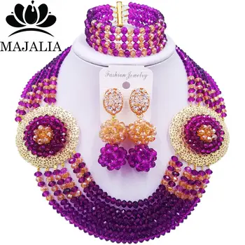 Majalia Romantic Nigeria Wedding African Beads Jewelry Set Purple and Gold ab Crystal Necklace Bridal Jewelry Sets 6OP023
Majalia Romantic Nigeria Wedding African Beads Jewelry Set Purple and Gold ab Crystal Necklace Bridal Jewelry Sets 6OP023