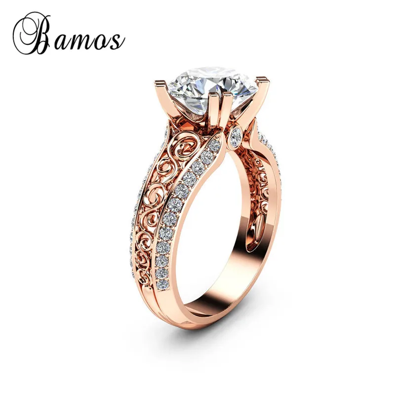 Bamos Luxury White Round Zircon Finger Ring Vintage Rose Gold Filed Wedding Rings For Women Fashion Birthstone Jewelry Best Gift
Bamos Luxury White Round Zircon Finger Ring Vintage Rose Gold Filed Wedding Rings For Women Fashion Birthstone Jewelry Best Gift