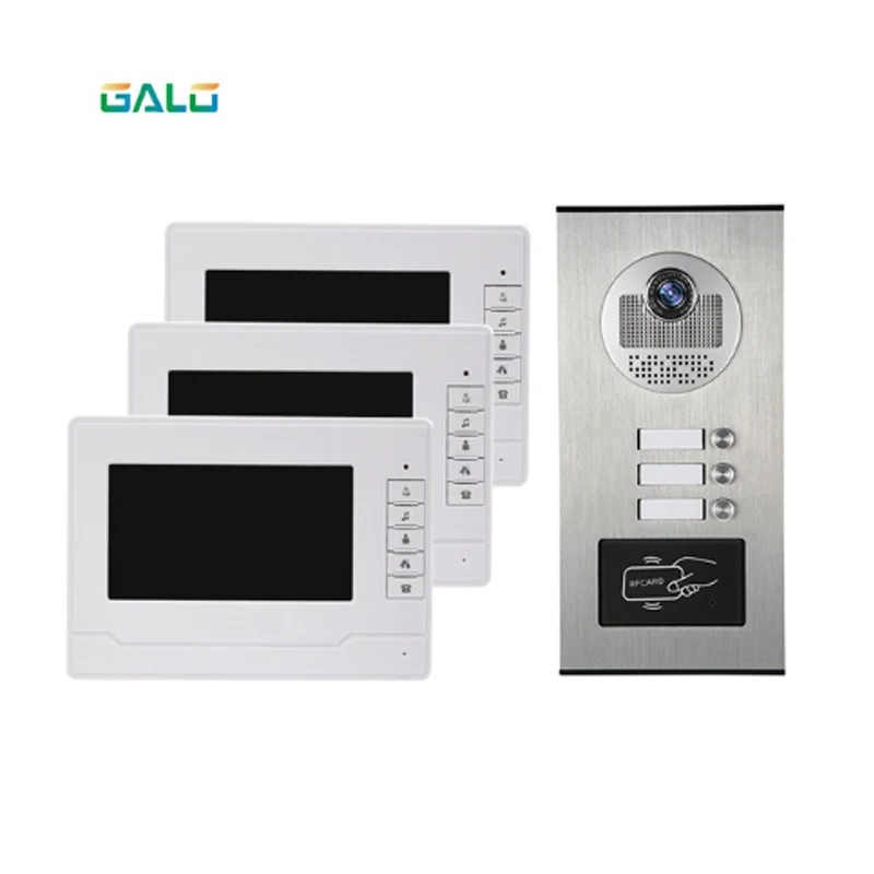 Wired Home 7 inch TFT Color Video Intercom Door Phone System RFID Camera Metal 700TVL with 2/3/4 Monitor for Multi Apartments
Wired Home 7 inch TFT Color Video Intercom Door Phone System RFID Camera Metal 700TVL with 2/3/4 Monitor for Multi Apartments