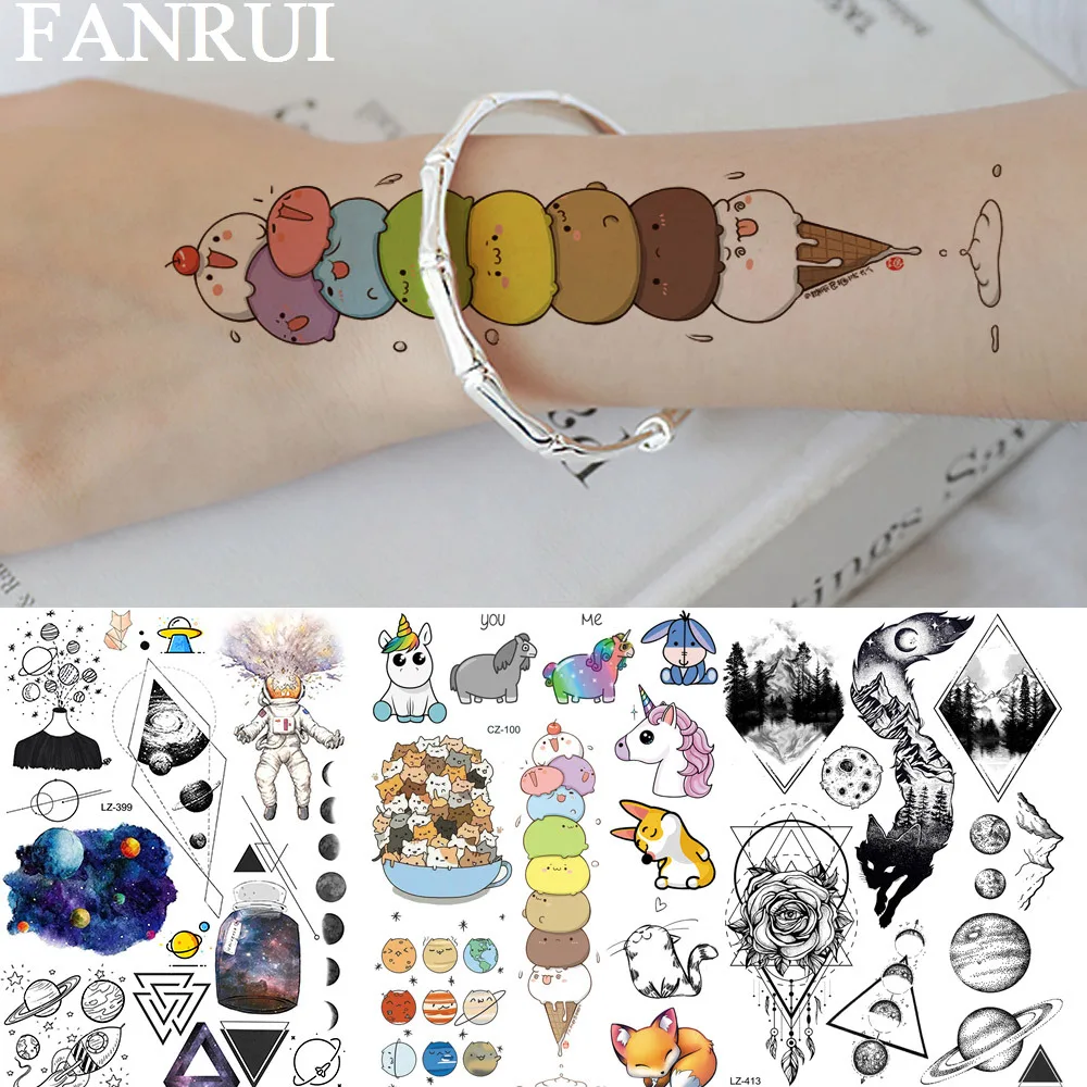 Временные татуировки FANRUI Единорог, дети, временные татуировки для женщин, наклейка «сделай сам», искусство тела, запястье, тату на заказ, прекрасные планеты
Временные татуировки FANRUI Единорог, дети, временные татуировки для женщин, наклейка «сделай сам», искусство тела, запястье, тату на заказ, прекрасные планеты