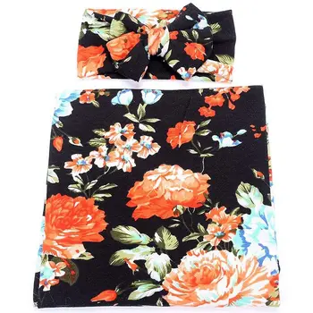 Newborn Receiving Blanket Headband Set Flower Print Baby Swaddle Receiving Blankets black
Newborn Receiving Blanket Headband Set Flower Print Baby Swaddle Receiving Blankets black