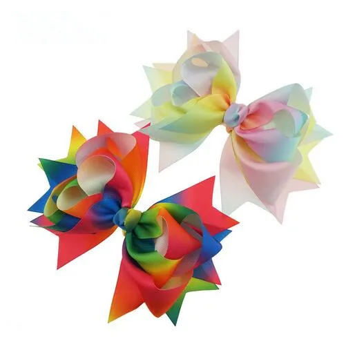 50pcs DHL Free shipping 8" Jumbo Rainbow Hair Bow Grosgrain Girls Bows With Alligator Clips | Аксессуары для одежды