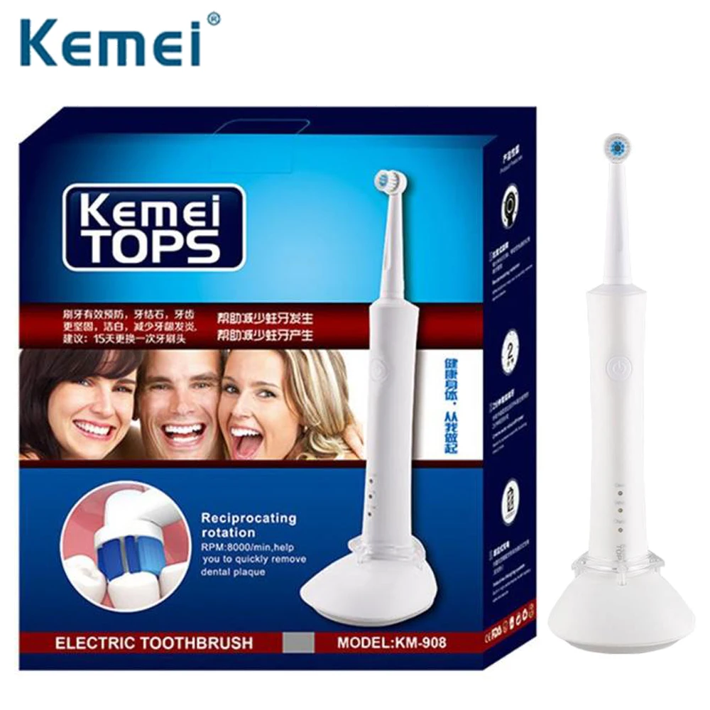 Kemei KM-908 Electric Toothbrush Rechargeable Smart Sensing Charging Electric Tooth Brush with 2 Toothbrush Heads Oral Hygiene
Kemei KM-908 Electric Toothbrush Rechargeable Smart Sensing Charging Electric Tooth Brush with 2 Toothbrush Heads Oral Hygiene