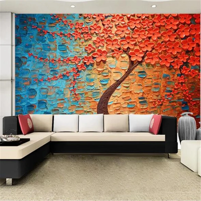 Custom wallpaper 3d photo murals red flower oil painting papel de parede knife painting rich tree mural TV background wall paper
Custom wallpaper 3d photo murals red flower oil painting papel de parede knife painting rich tree mural TV background wall paper