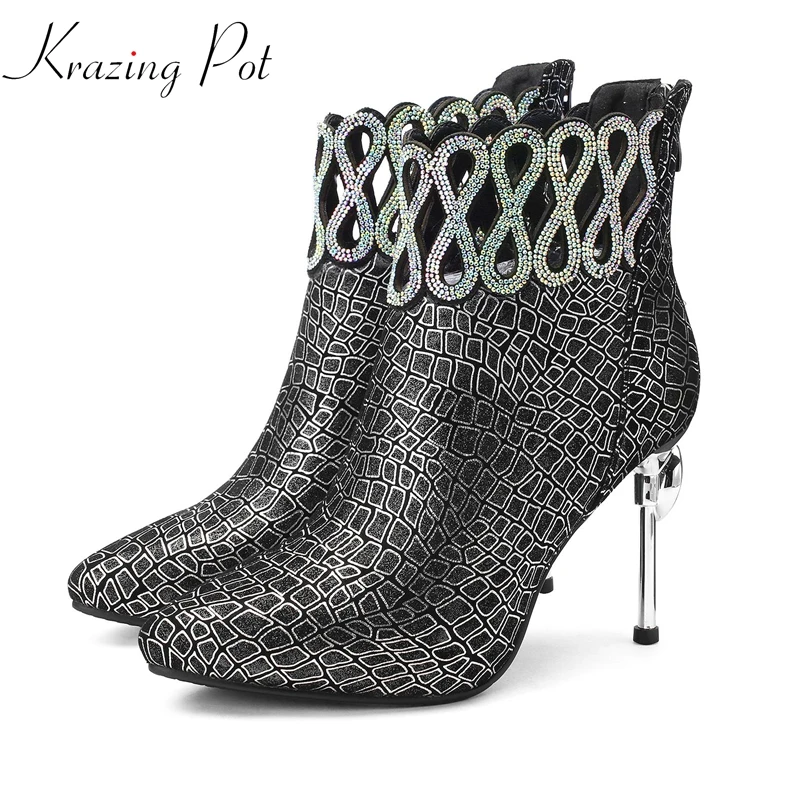 Krazing Pot 2018 kid suede pointed toe stiletto high heel party wedding elegant brand art design bling crystal ankle boots L35
Krazing Pot 2018 kid suede pointed toe stiletto high heel party wedding elegant brand art design bling crystal ankle boots L35