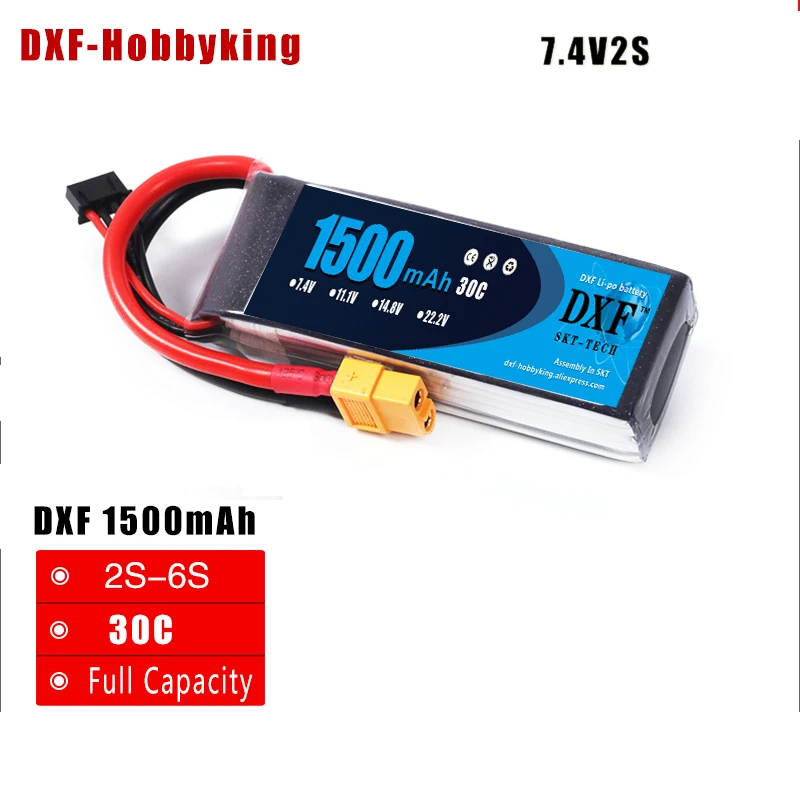 

2017 DXF Power High Quality lipo battery 7.4v 1500mAh 2S 30C For rc helicopter rc car rc boat quadcopter Li-Polymer battey