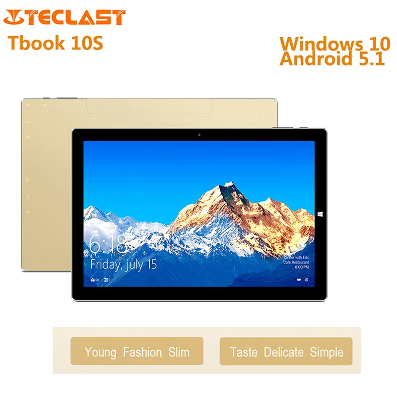 

Original Teclast Tbook 10S 10.1'' 2 In 1 Tablet PC Intel Cherry Trail X5 Quad Core Windows 10+ Android 5.1 4GB+64GB Tablets HDMI
