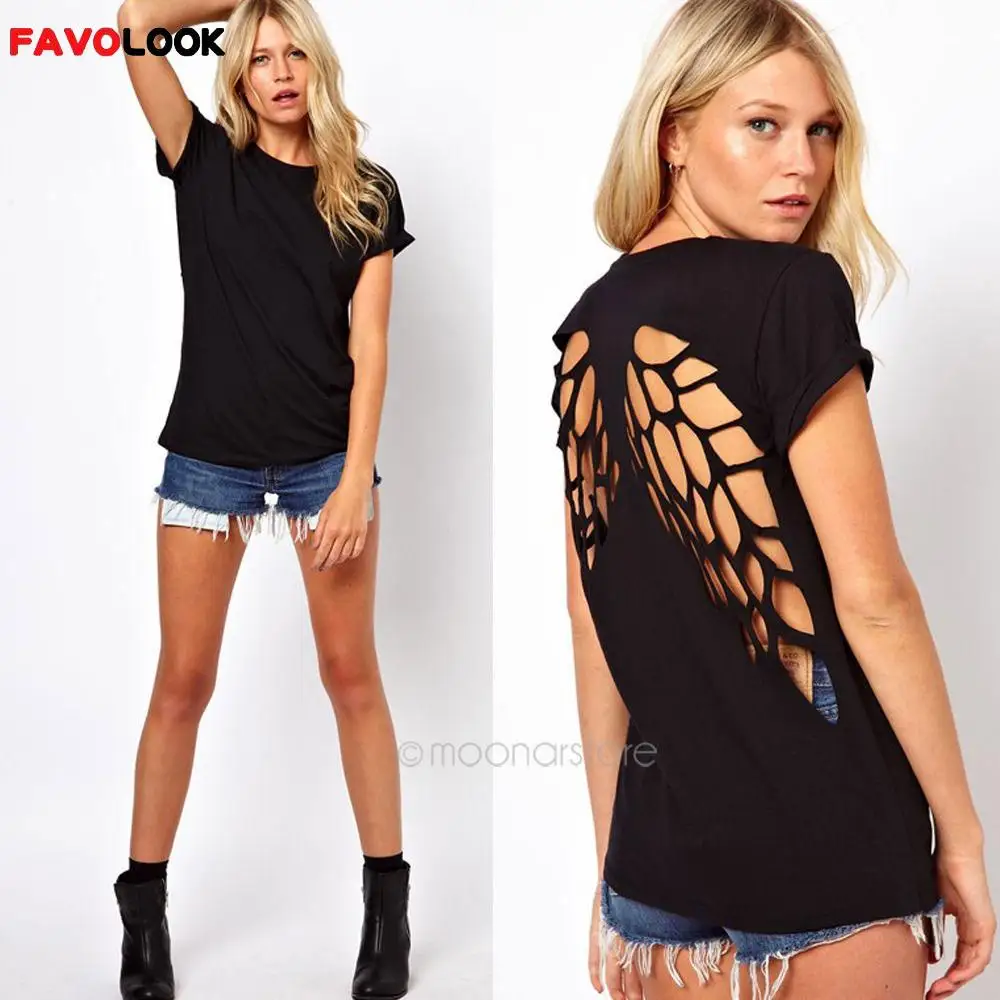 2017 New Summer Fashion Casual T Shirt Women Laser Angel Wings Backless T Shirt Woman Clothes O-Neck tshirt T-Shirt Tops
2017 New Summer Fashion Casual T Shirt Women Laser Angel Wings Backless T Shirt Woman Clothes O-Neck tshirt T-Shirt Tops