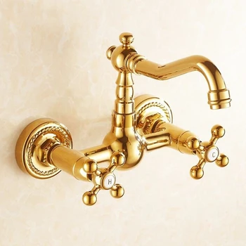 Free shipping Golden brass finishing kitchen faucets kitchen tap basin faucets Double handle hot and cold wash basin tap BF-6445
Free shipping Golden brass finishing kitchen faucets kitchen tap basin faucets Double handle hot and cold wash basin tap BF-6445