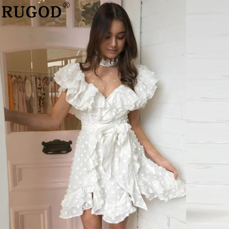 RUGOD V neck lace see through women dress elegant solid ruffled edge fashion summer dress party wearing modis kimono vestido
RUGOD V neck lace see through women dress elegant solid ruffled edge fashion summer dress party wearing modis kimono vestido